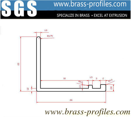 Tailles de bricolage L-bar en laiton extrudé 58 mm x 12 mm L-plaque en cuivre extrudé fournisseur
