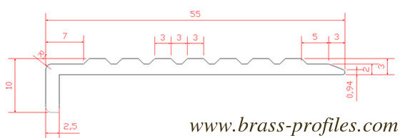 Largeur 55 mm x 10 mm Escaliers en laiton bandes de nez pour l'hôtel Décoration fournisseur